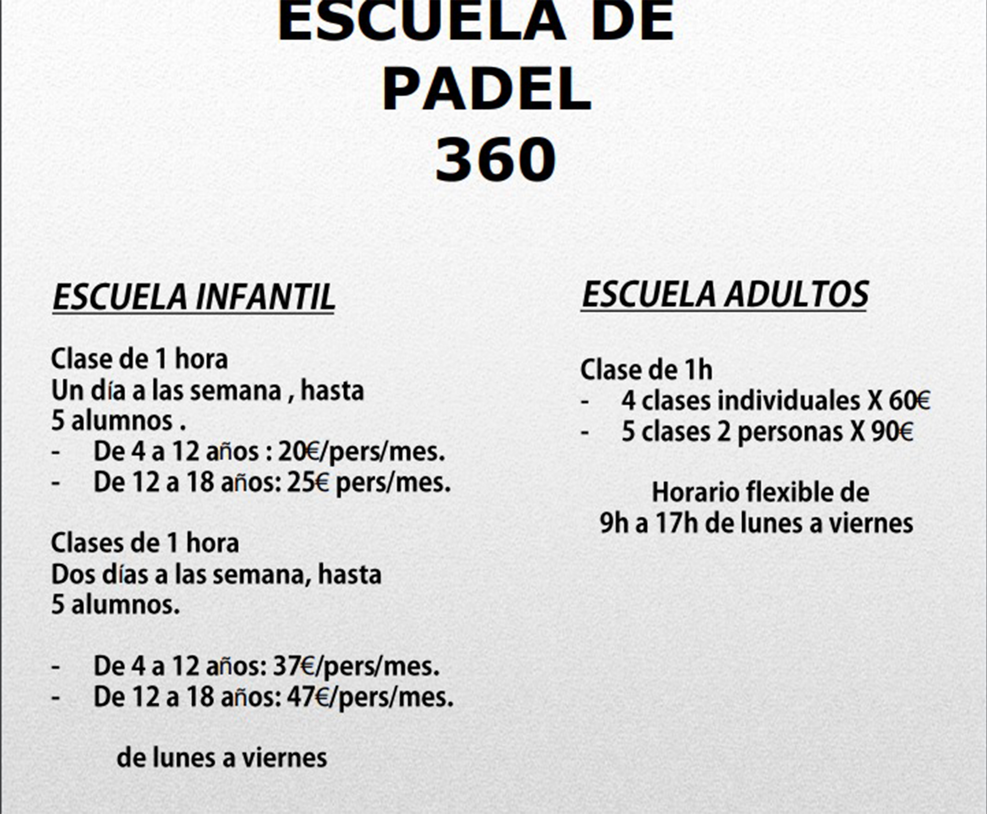 Cartel Clases Padel